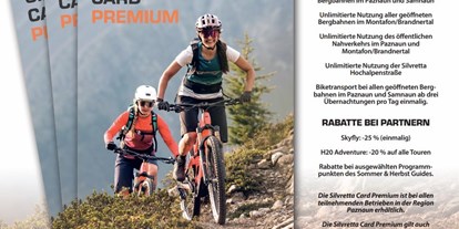 Mountainbike Urlaub - Verpflegung: Halbpension - Tirol - Silvrettacard Premium Leistungen - Alpinhotel Monte