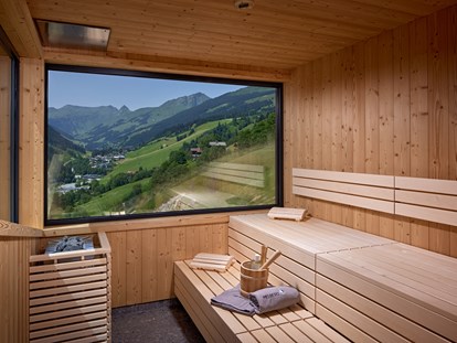 Mountainbike Urlaub - Salzburg - Sauna auf der Dachterrasse mit Ausblick - Mei.Berg