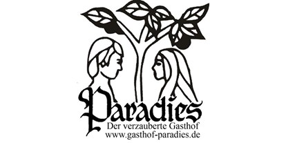 Mountainbike Urlaub - Verpflegung: 3/4 Pension - Deutschland - Paradies-Logo - Adam & Eva Gasthof Paradies in Vogt mit Hotel und Paradiesfestsaal