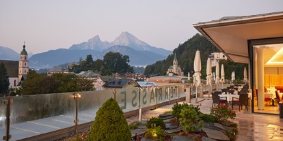 Mountainbike Urlaub - Pools: Außenpool beheizt - Deutschland - Panorama Terrasse - Hotel Edelweiss-Berchtesgaden